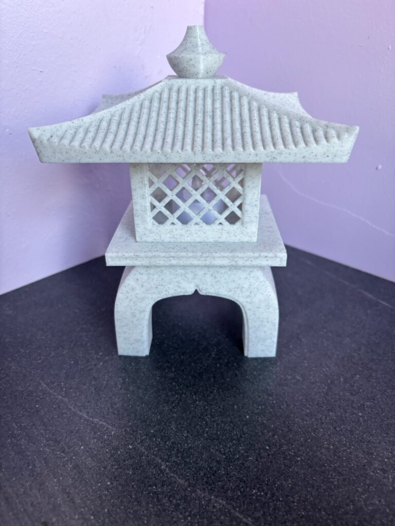 3D printed Japanese lantern tealight holder in stone-look PLA finish