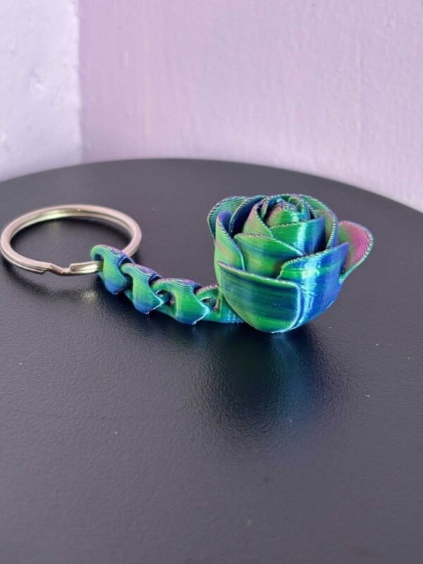 3D printed rose flower keychain inspired by Belle’s enchanted rose in PLA