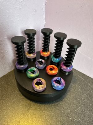 Twist fidget toy with 5 colourful nuts