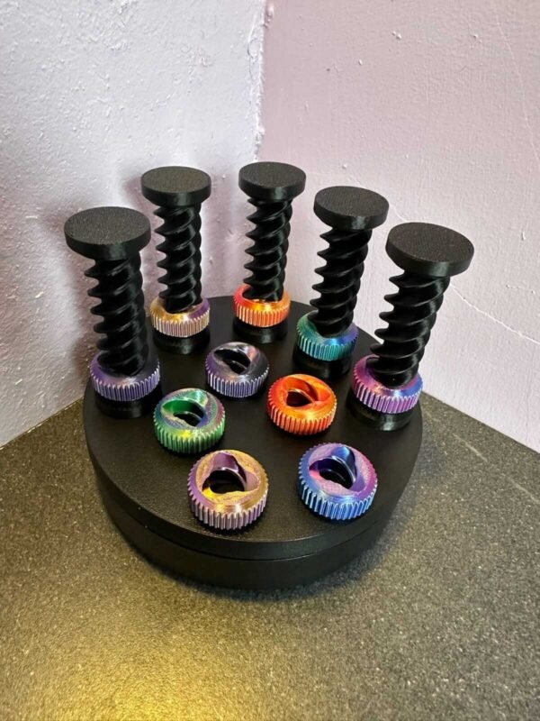 Twist fidget toy with 5 colourful nuts