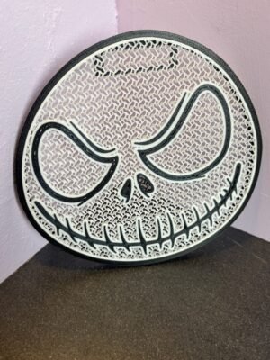 3D printed Jack Skellington pin board with Pumpkin King design for displaying enamel pins