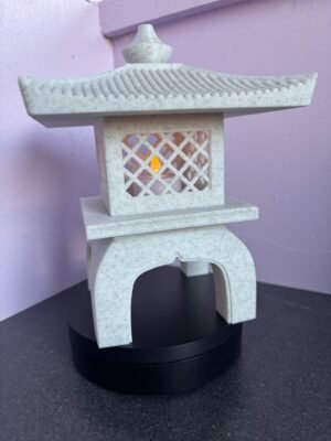 3D printed Japanese lantern tealight holder in stone-look PLA finish