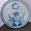 3D printed Stitch pin board with blue alien ears design for displaying enamel pins
