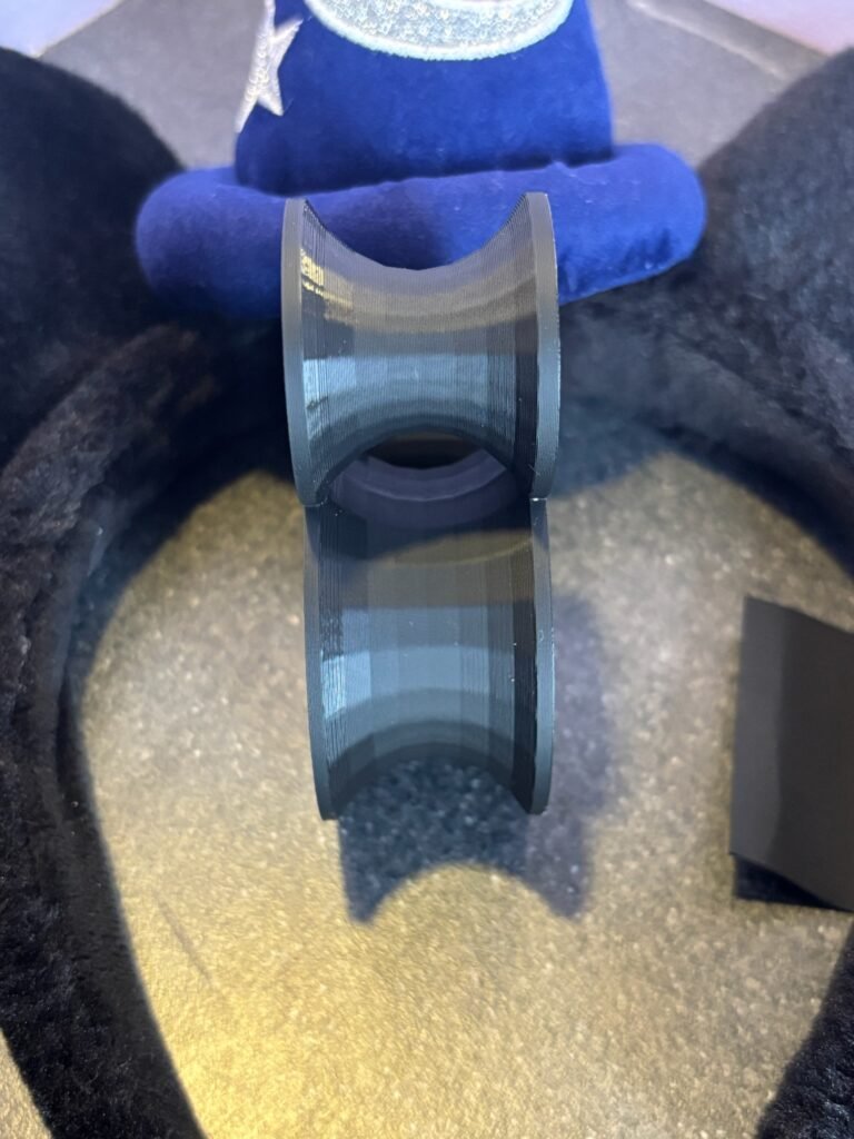 3D printed black mouse ear wall holder for headbands
