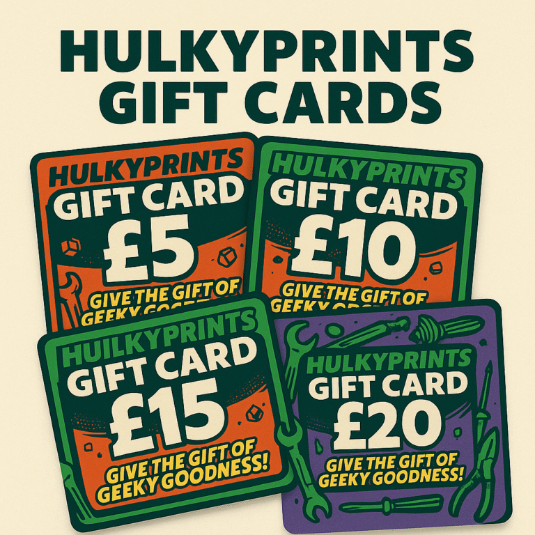 HulkyPrints digital gift card in £5–£20 values