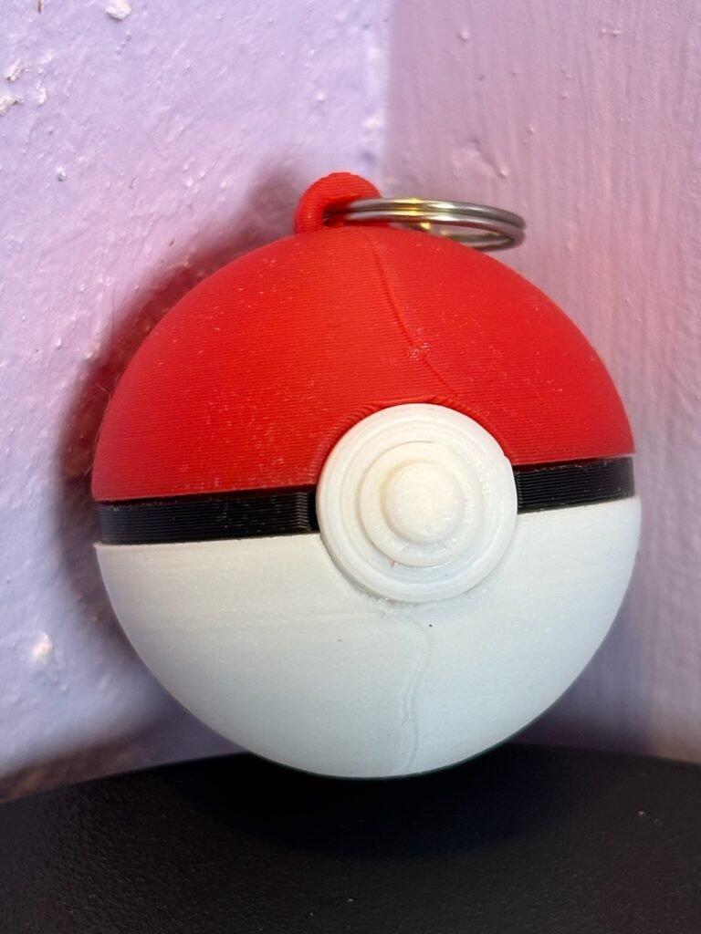 3D printed Poké Ball keychain with lobster clasp