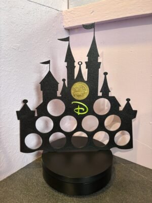 Castle inspired coin holder silhouette with 12 slots for collector coins