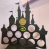 Castle inspired coin holder silhouette with 12 slots for collector coins