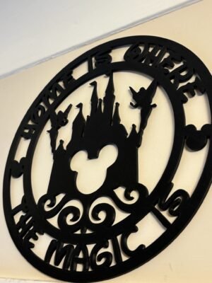 Disney inspired 3D printed wall art featuring a castle silhouette