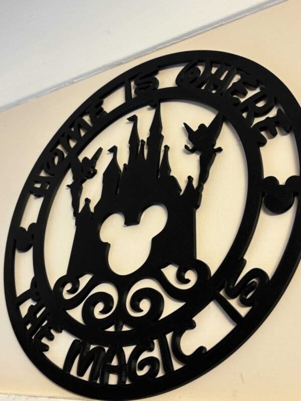 01568c6626b184e83e9cd89406e728a183a47db7b2 Disney inspired 3D printed wall art featuring a castle silhouette