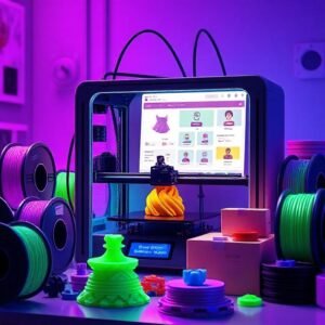 Woocommerce on a computer screen in a 3D printer