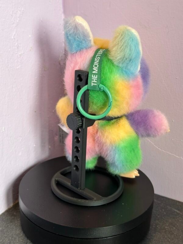 Adjustable Labubu display stand holding Lafufu plush toy