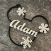 Custom mouse Christmas ornament with snowflakes and name