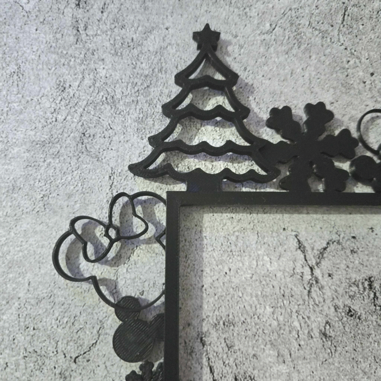 Black 3D printed Disney inspired Christmas door corner hanger