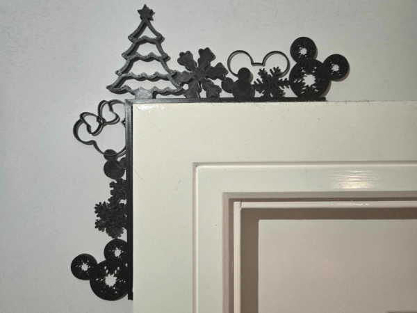 Black 3D printed Disney inspired Christmas door corner hanger