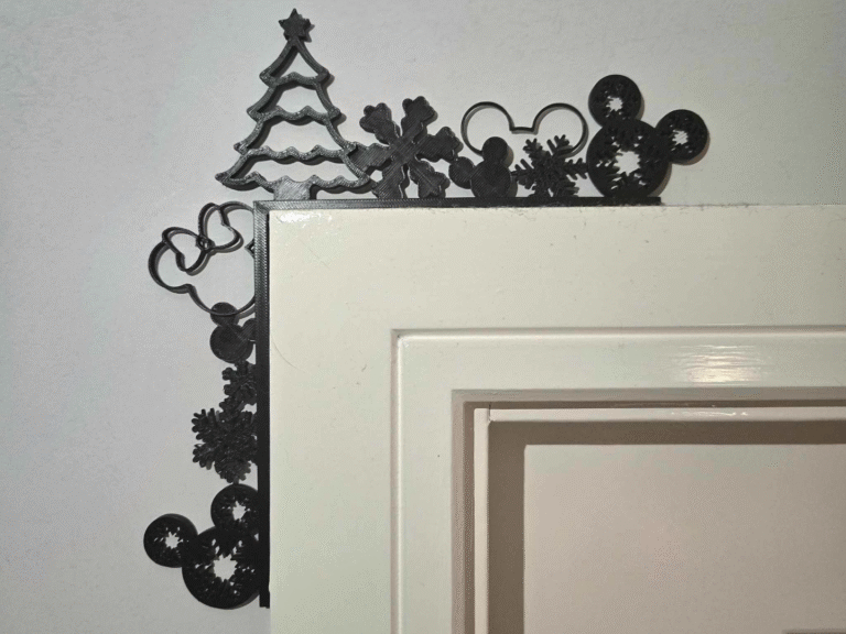 Black 3D printed Disney inspired Christmas door corner hanger