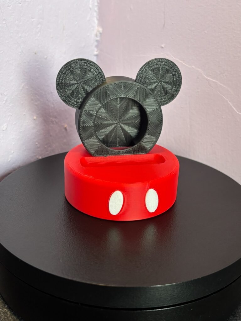 Mouse apple watch charger stand front view with red base