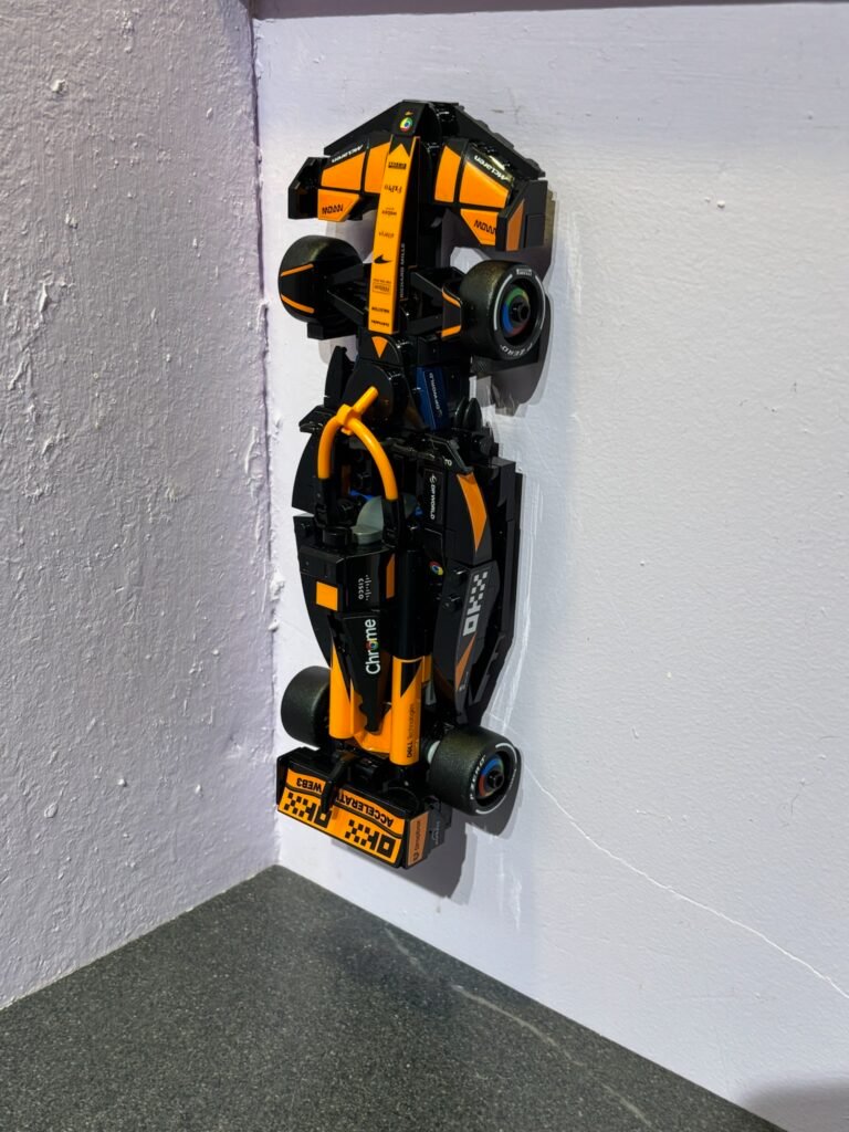 Formula 1 Speed Champions car displayed on discreet wall hook