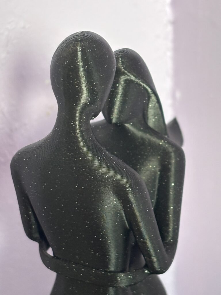 abstract couple sculpture – modern 3d printed love figurine