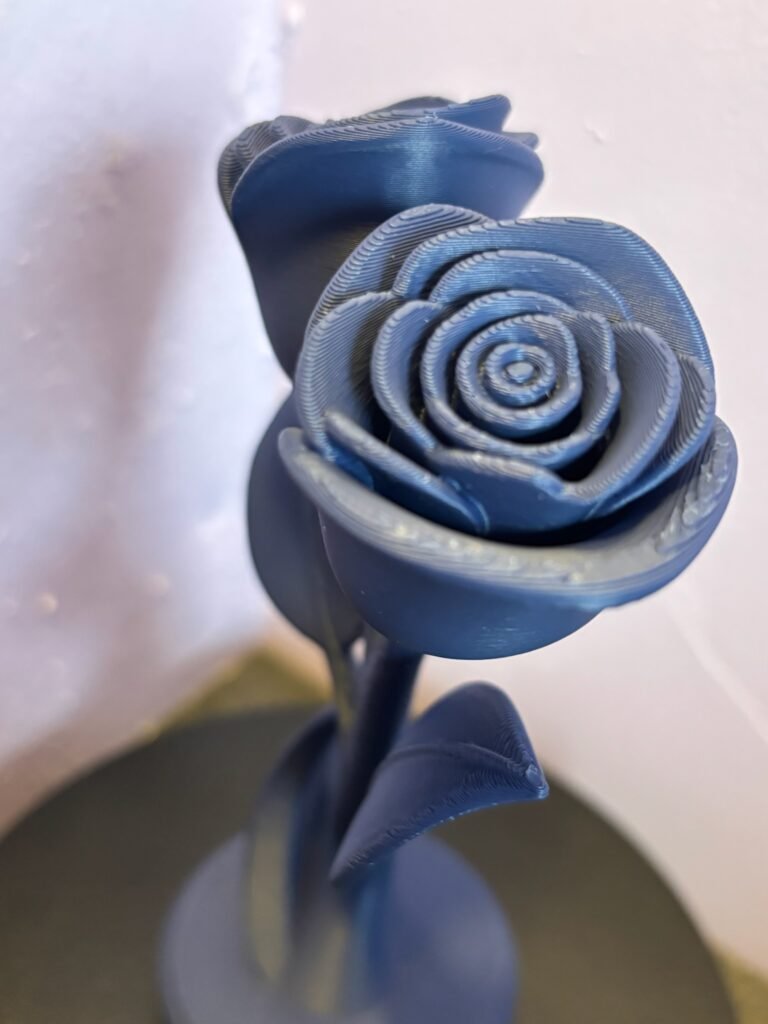 Close up of 3D printed rose petals detail