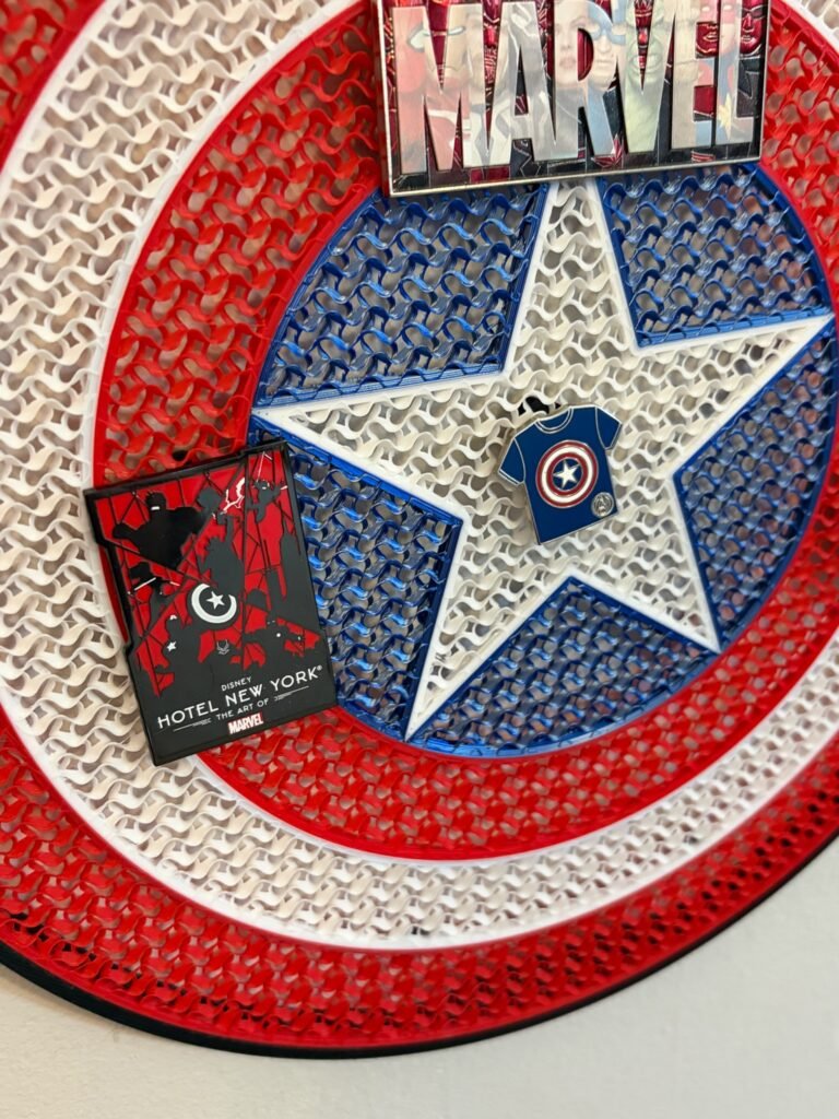 captain america inspired shield pin board – enamel pin display