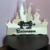 personalised magical castle room sign — custom 3d printed door plaque with enchanted mouse couple & fairytale font