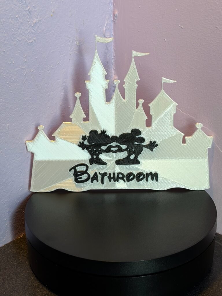 personalised magical castle room sign — custom 3d printed door plaque with enchanted mouse couple & fairytale font
