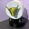 Gold metallic highland cow toilet roll holder — 3D printed freestanding loo roll stand with detailed shaggy cow head, UK made bathroom accessory
