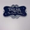 personalised magical cruise ornate stateroom door plaque 'dream'. 3d printed navy & silver scroll magnet sign