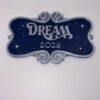 personalised magical cruise ornate stateroom door plaque 'dream'. 3d printed navy & silver scroll magnet sign