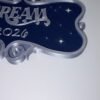 personalised magical cruise ornate stateroom door plaque 'dream'. 3d printed navy & silver scroll magnet sign