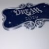 personalised magical cruise ornate stateroom door plaque 'dream'. 3d printed navy & silver scroll magnet sign