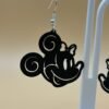 Close-up of black magic bow mouse dangle earring showing swirl ears, bow and facial detail - HulkyWears 3D printed jewellery UK