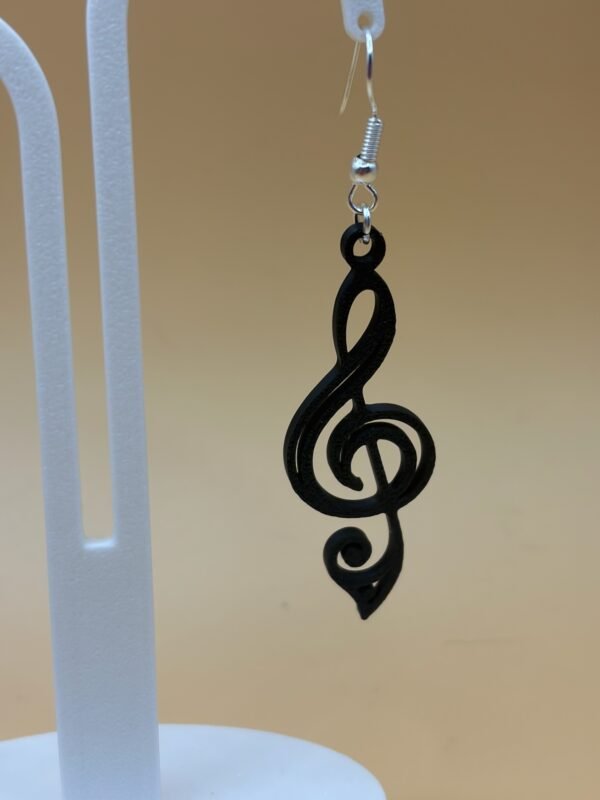 black treble clef dangle earrings – 3d printed lightweight jewellery