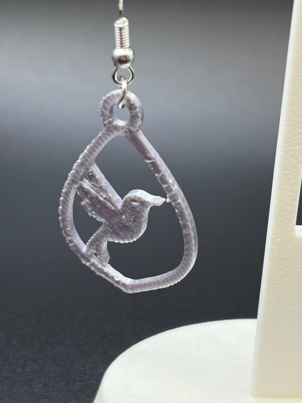 hummingbird teardrop dangle earrings – 3d printed lightweight jewellery