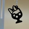 Close-up of black Minnie Mouse cocktail glass dangle earring showing bow and glass silhouette detail - HulkyWears 3D printed jewellery UK