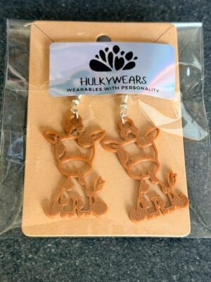 HulkyWears earring backing card showing 3D printed earring care guide - included with every pair of HulkyWears earrings