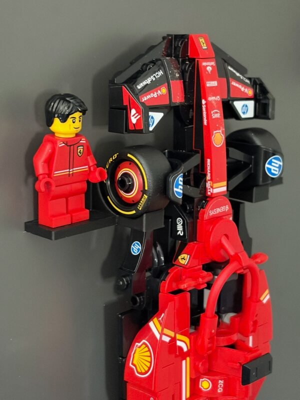 vertical wall mount display for lego speed champions f1 cars – includes minifigure & helmet pedestals (mount only)