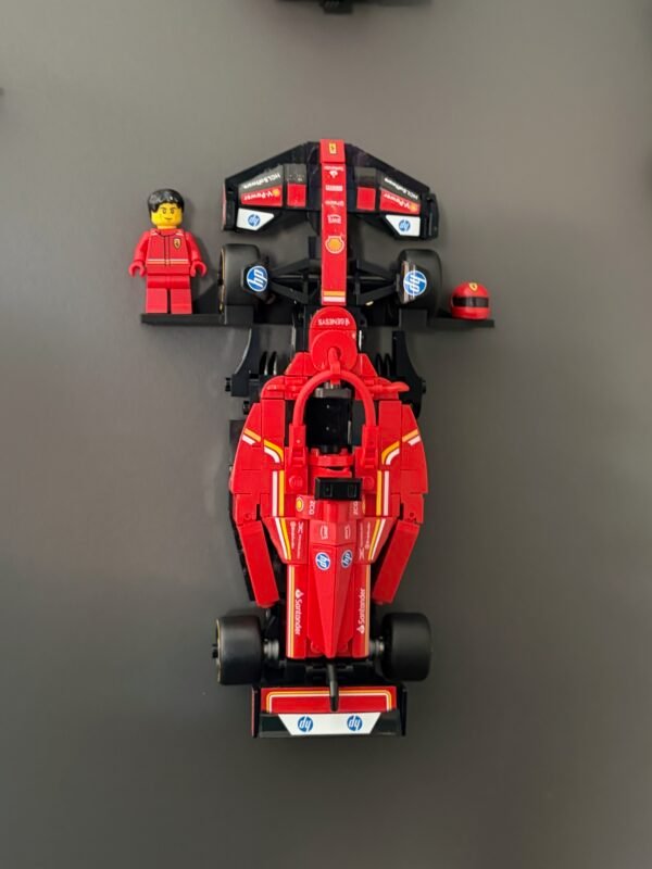 vertical wall mount display for lego speed champions f1 cars – includes minifigure & helmet pedestals (mount only)
