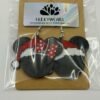 img 9176 HulkyWears 3D printed Mickey and Minnie Christmas Santa hat earrings on backing card in sealed packaging showing both mismatched designs